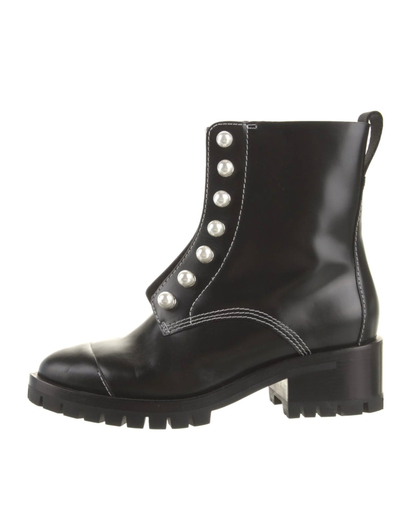 3.1 Phillip Lim - Faux Pearl Accent Combat Boots