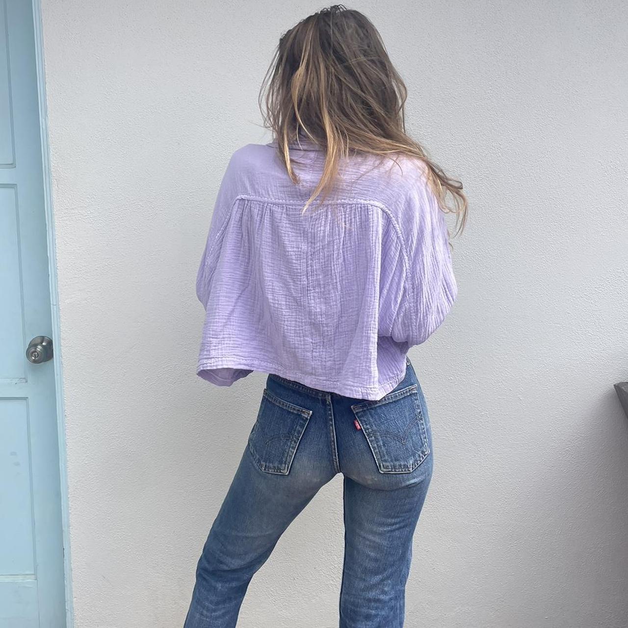 7 FOR ALL MANKIND purple gauze long sleeve button up