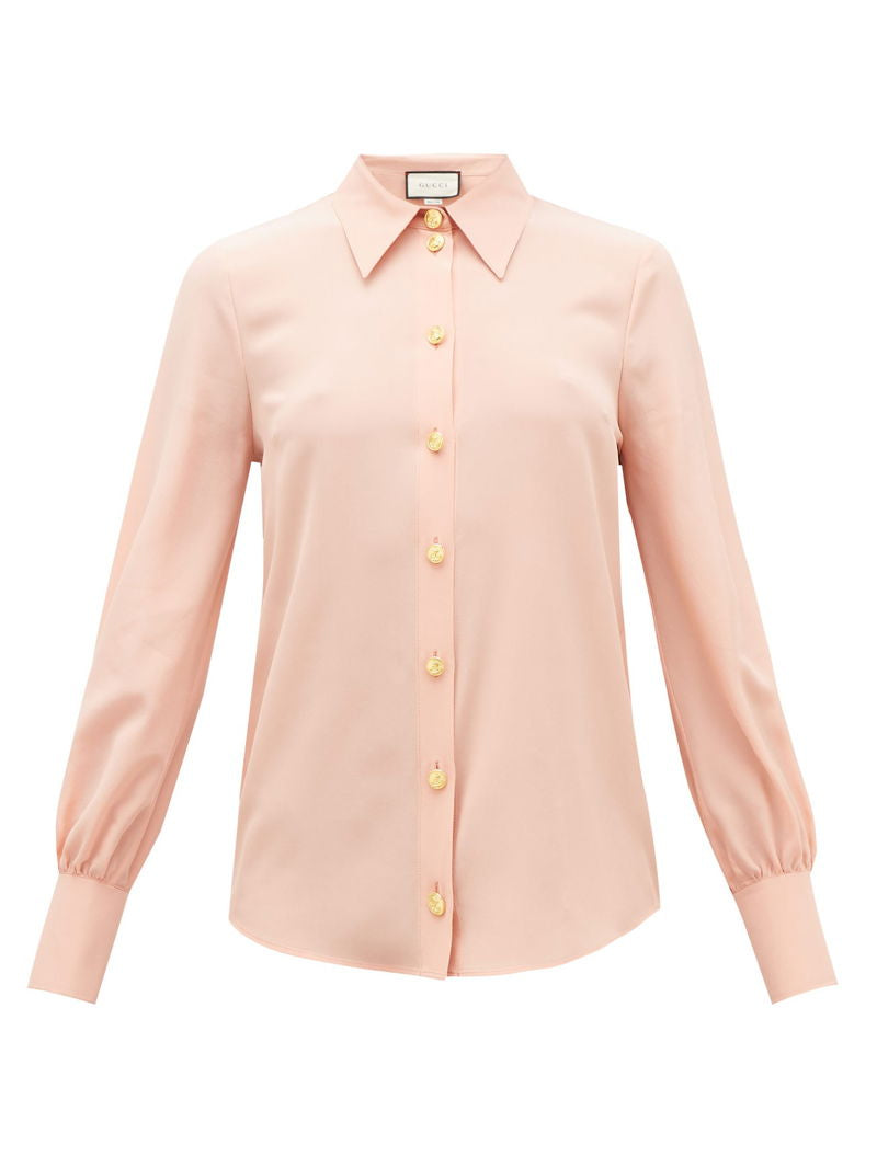 GUCCI anchor button silk-crepe blouse