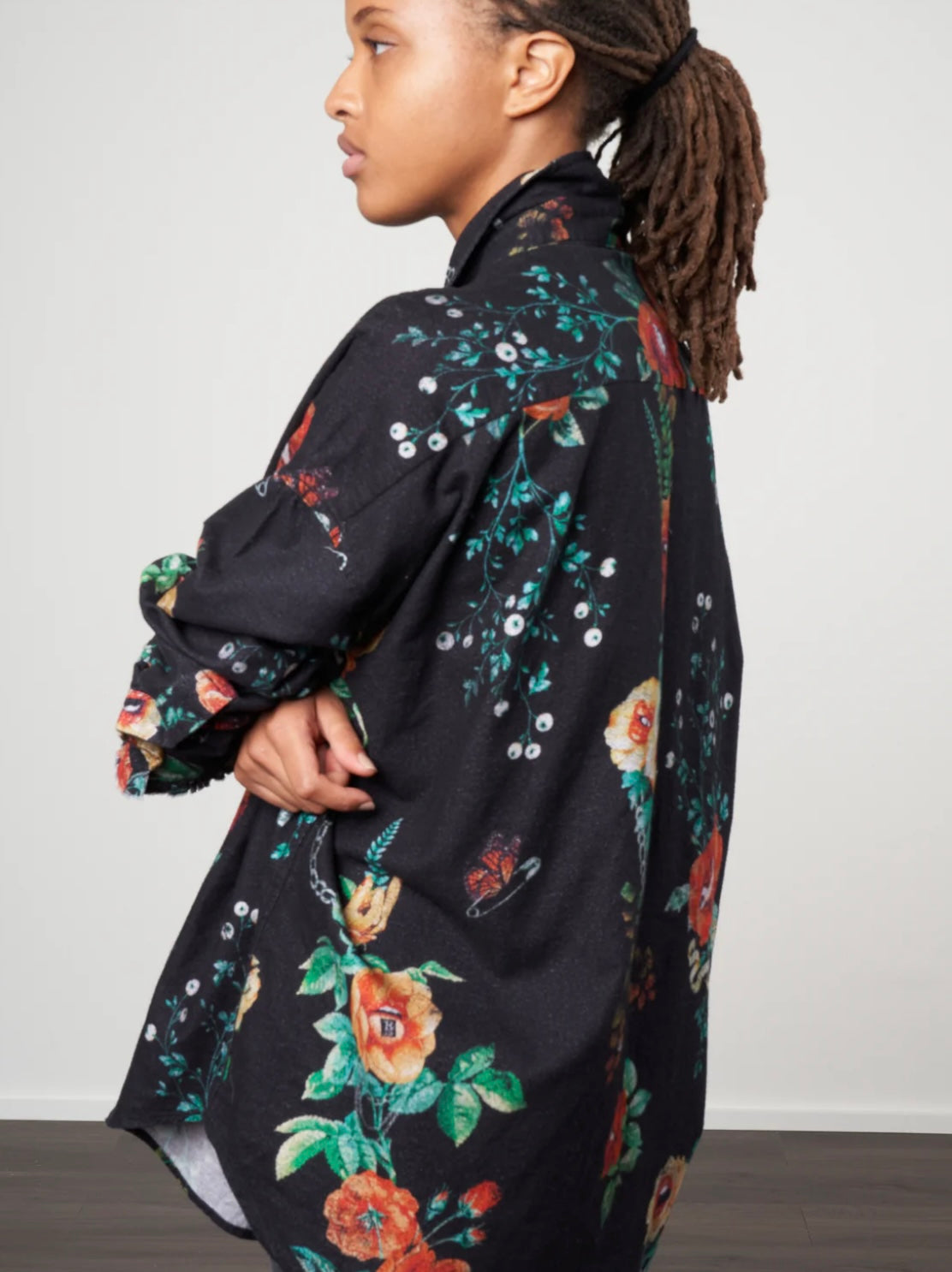 r13
drop neck tuxedo shirt - black useless treasures