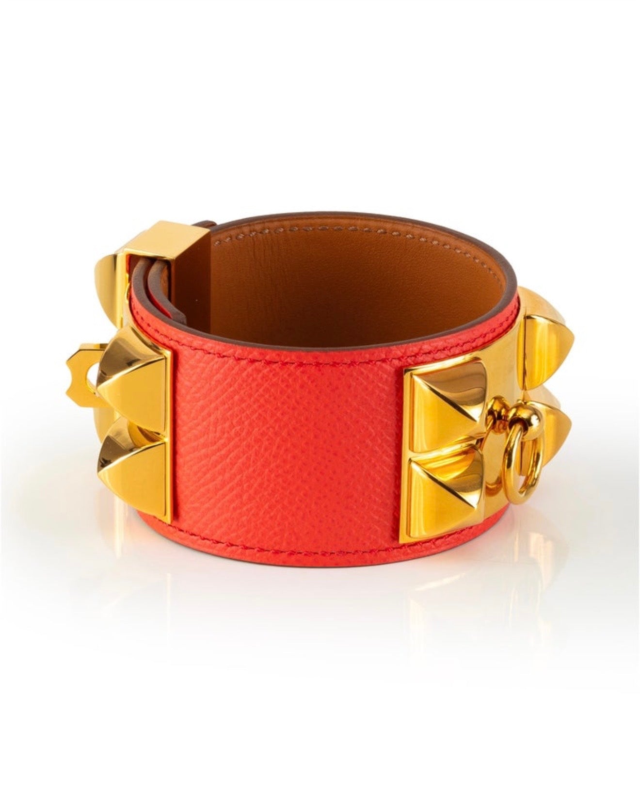 HERMES COLLIER DE CHEIN bracelet, blood orange/coral with GHW
