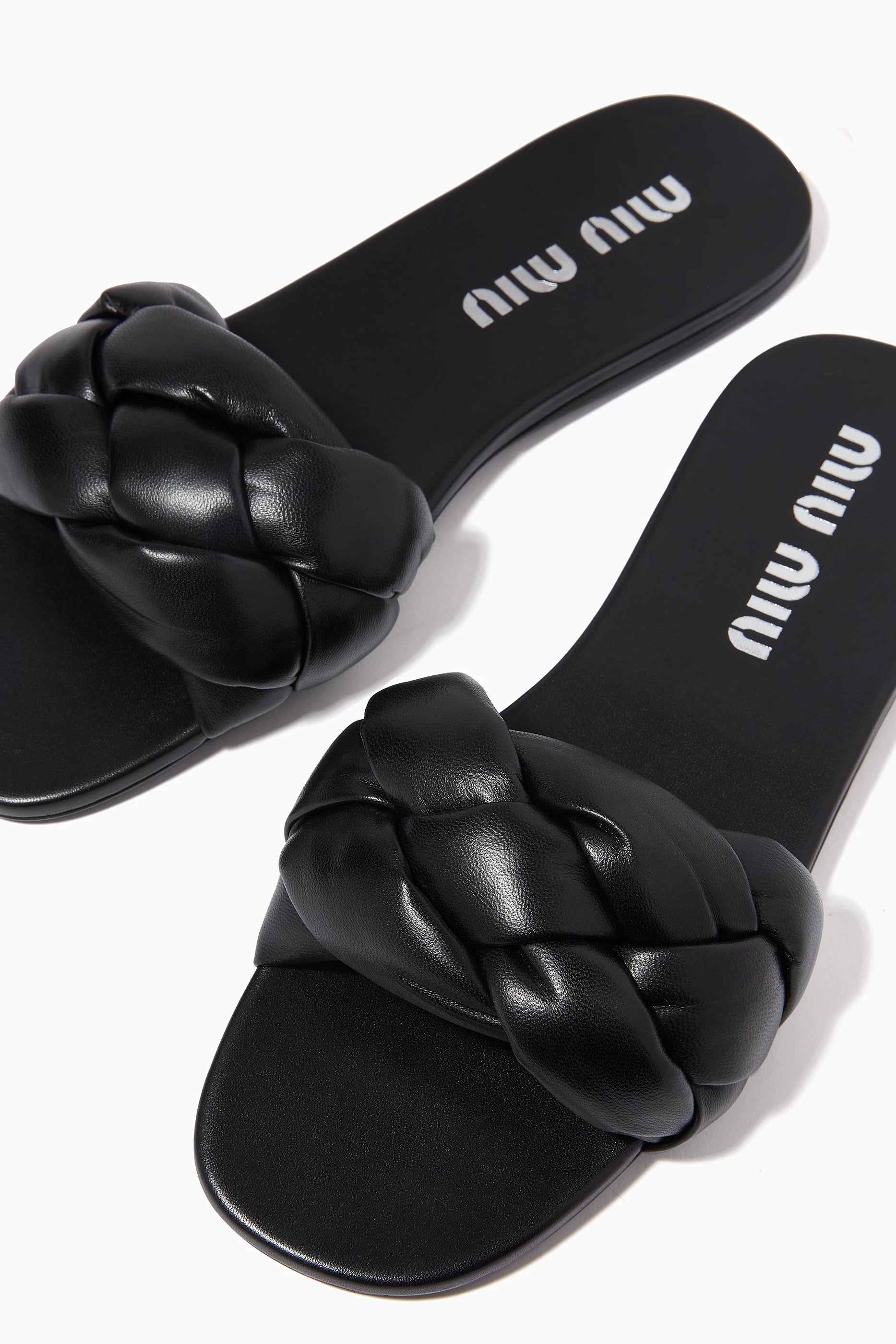 MIU MIU black braided sandals