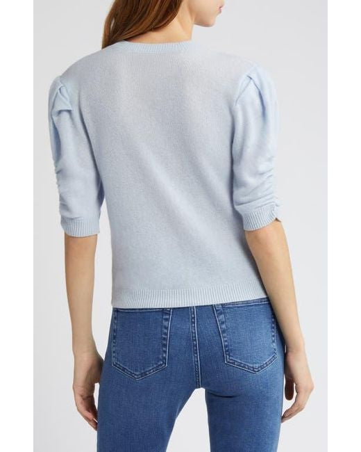 FRAME blue cashmere wool blend cropped sweater