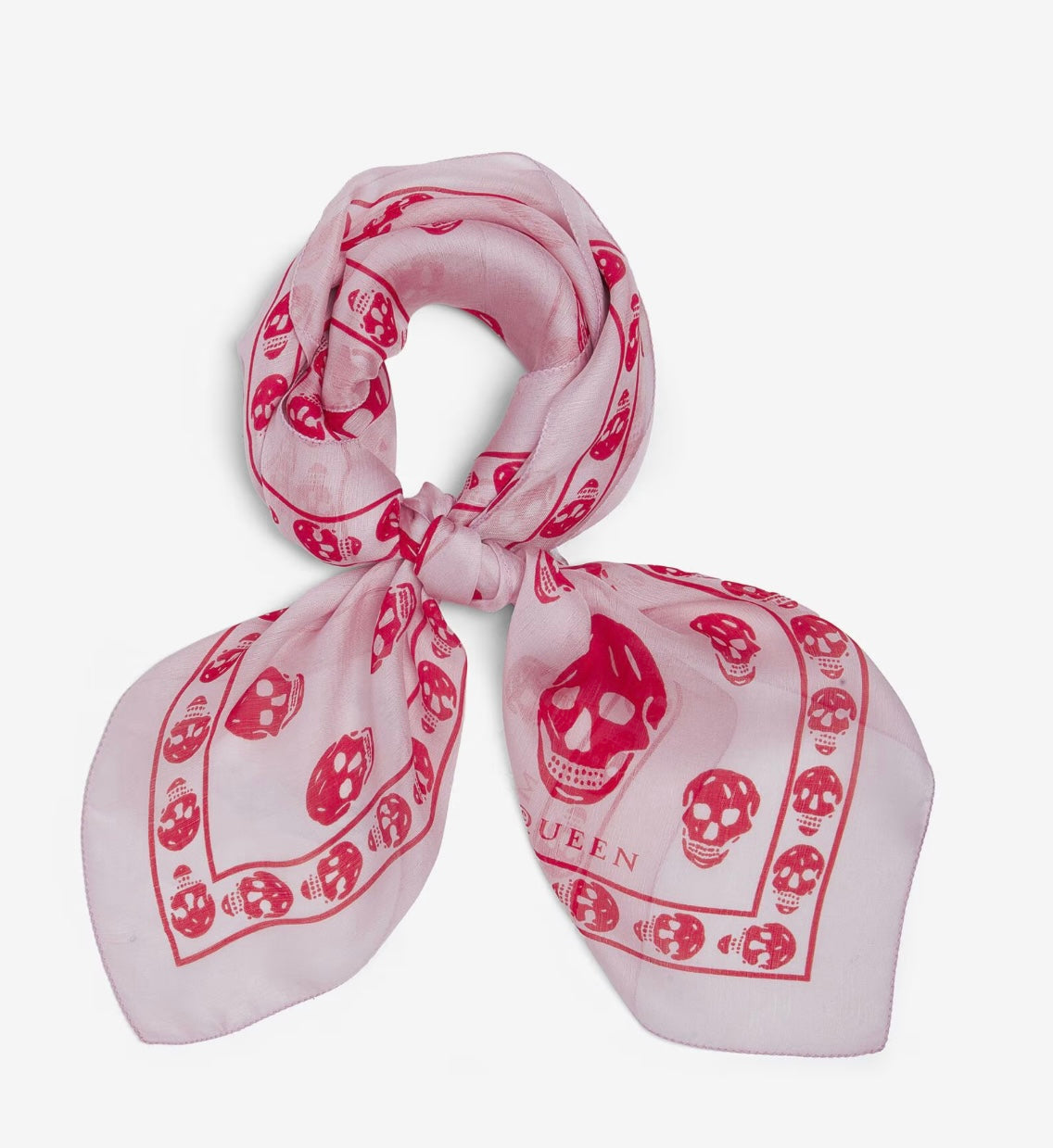 Alexander McQueen White & Red Silk Skull Scarf