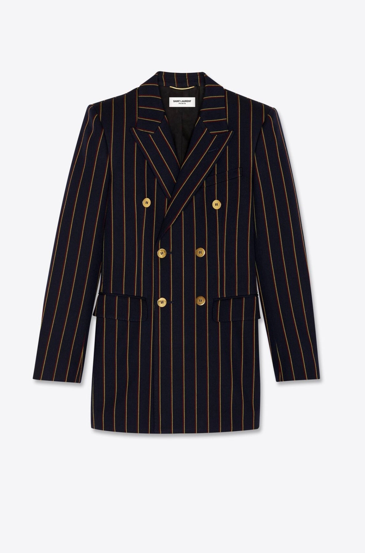 SAINT LAURENT PARIS - MEN’S DOUBLE-BREASTED JACKET IN STRIPED WOOL SERGE