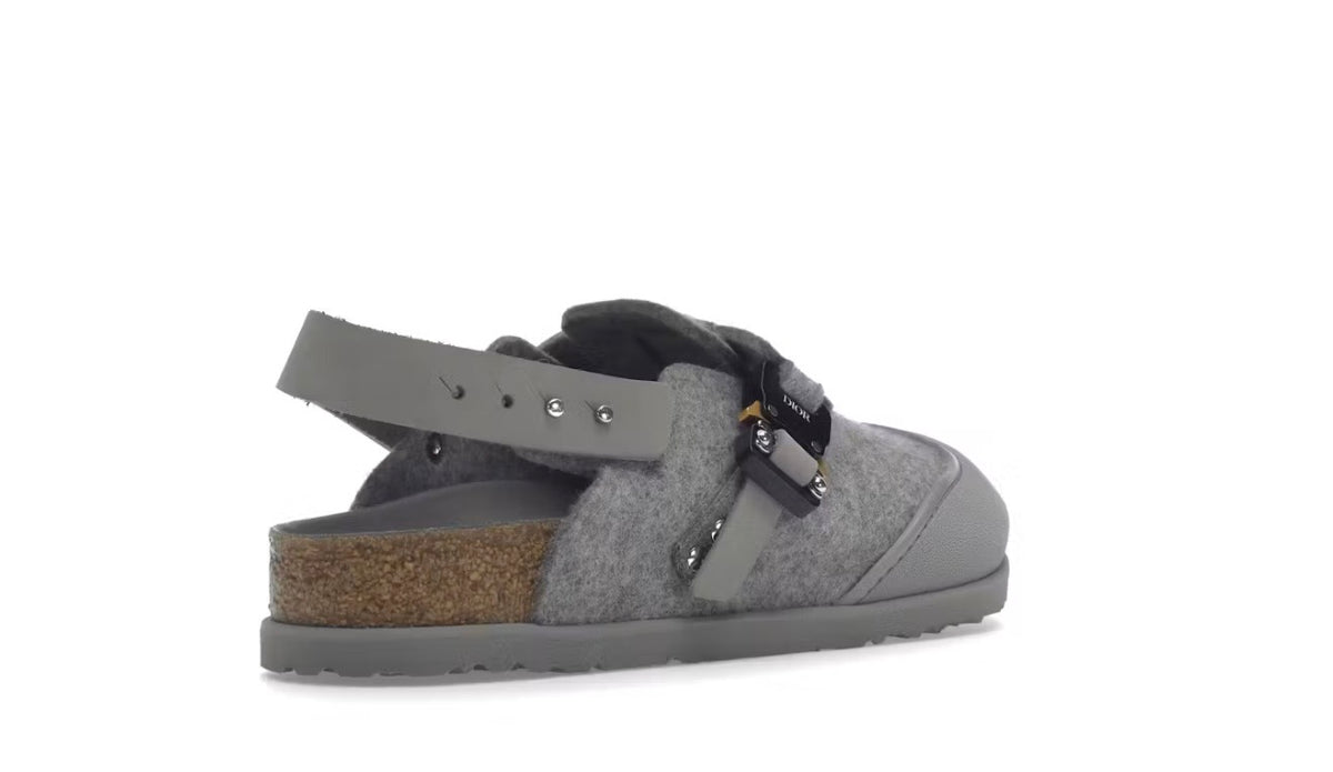 Dior x Birkenstock Grey Felt Slingback Clogs