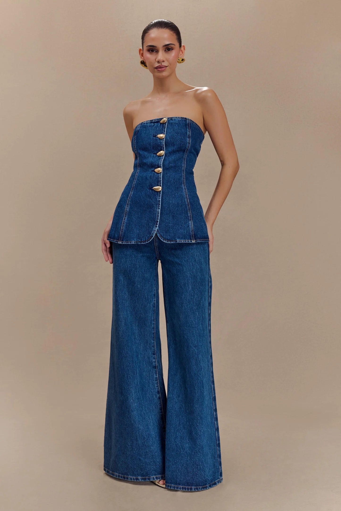 MESHKI Jen
Wide Leg Flare Denim Jeans