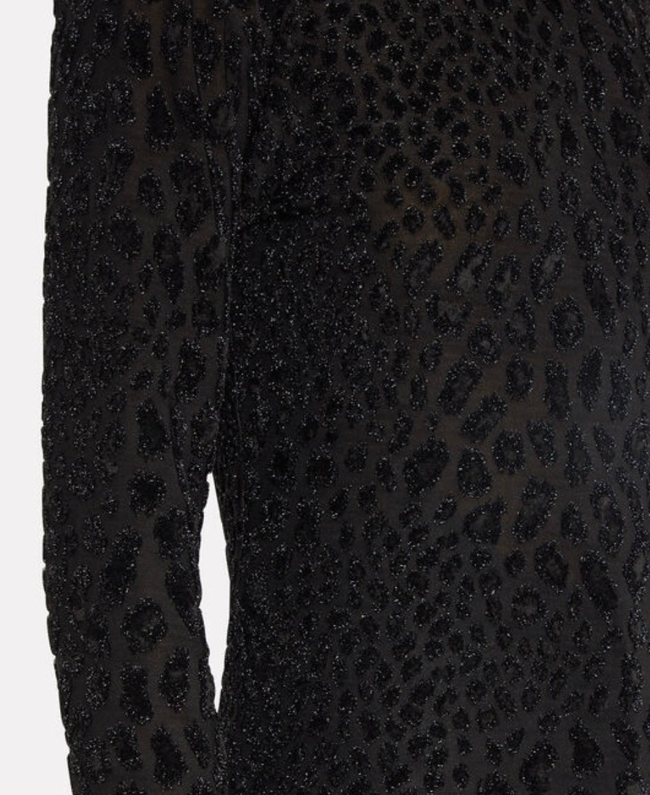 Caroline Constas - DELPHINE LEOPARD VELOUR TURTLENECK TOP IN BLACK