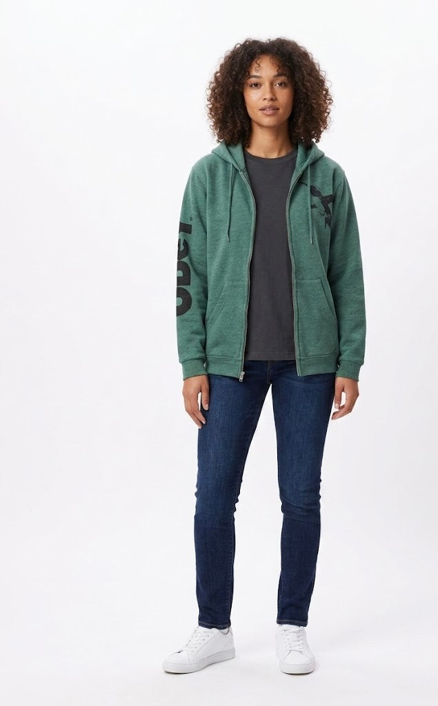 FREE CITY green/teal zip up hoodie