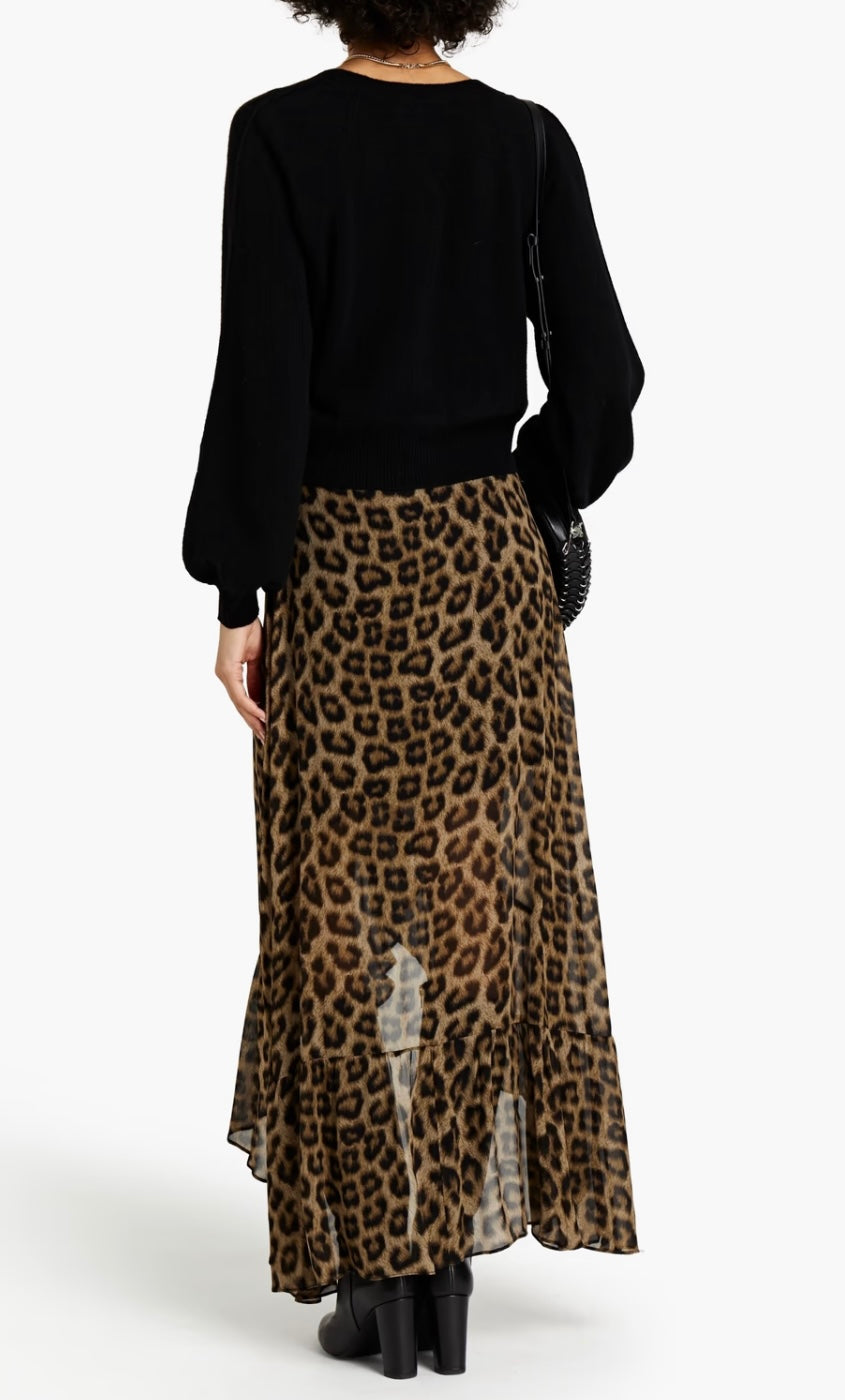 BA&SH
Leopard-print georgette wrap skirt