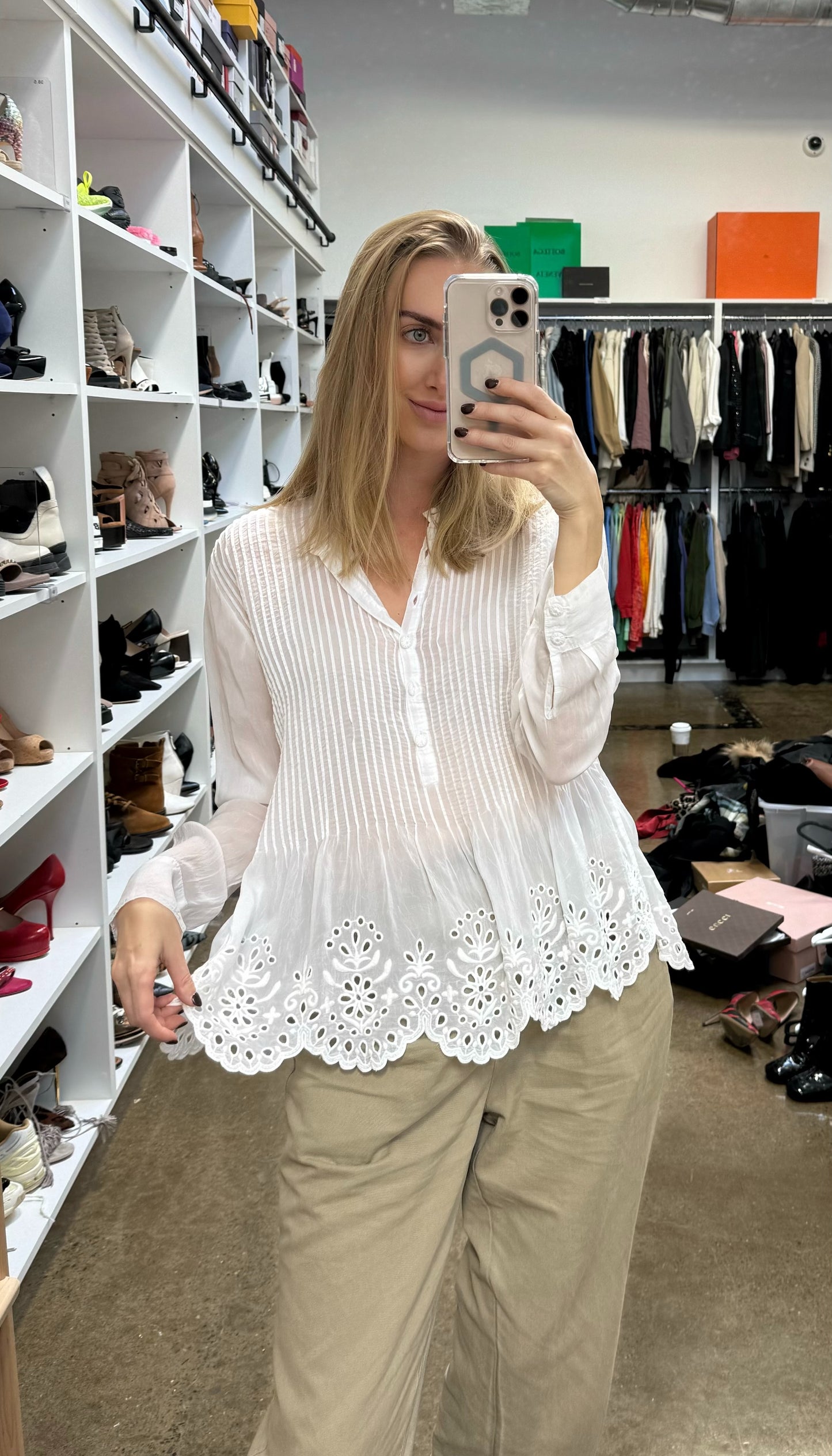 Johnny Was - White Flowy Blouse