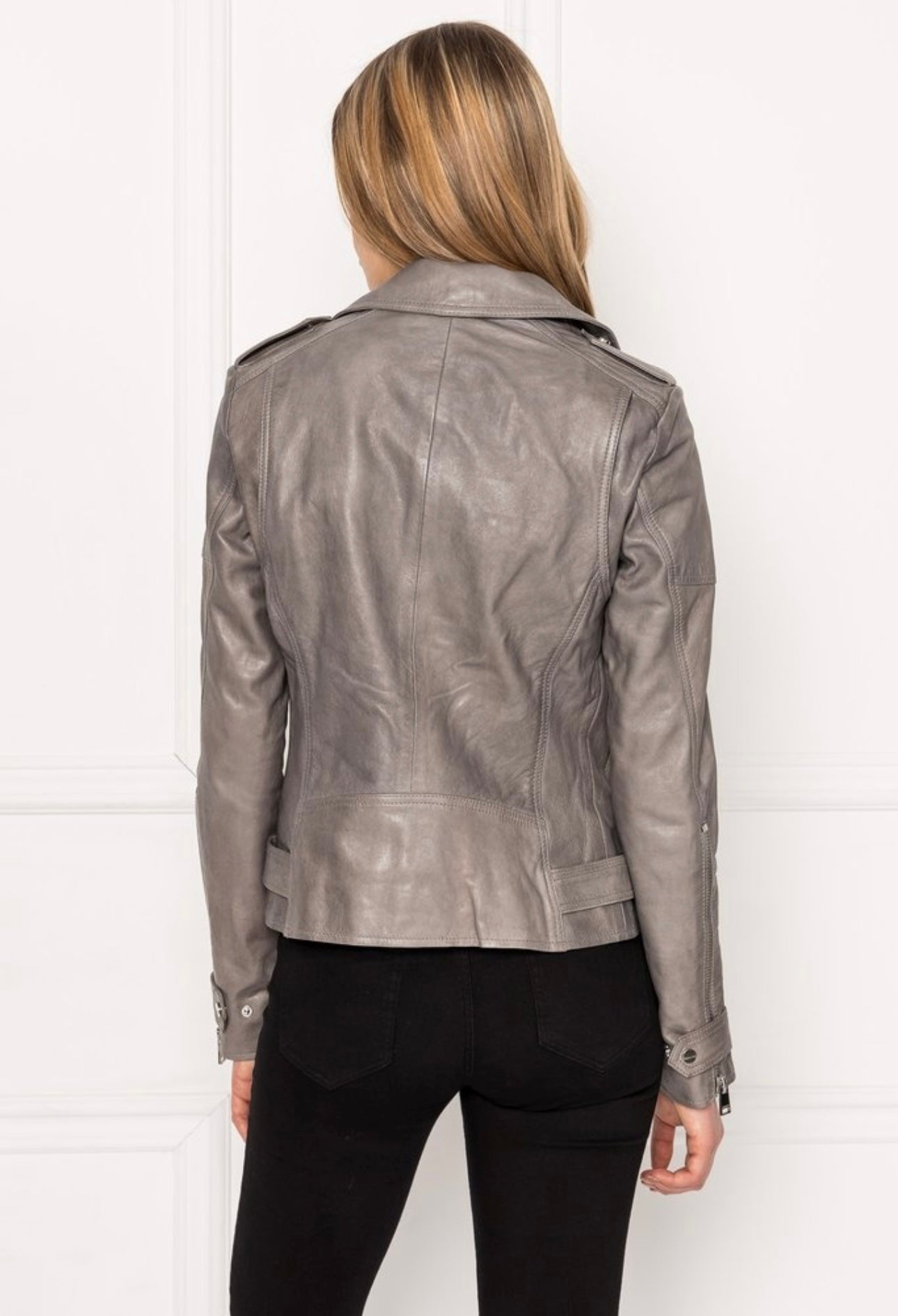 Lamarque- Anna Washed Biker With Hoodie- Whale Grey