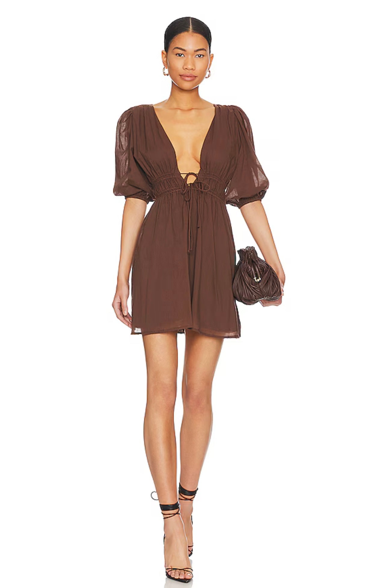 FAITHFUL THE BRAND - Roma Mini Dress in Chocolate