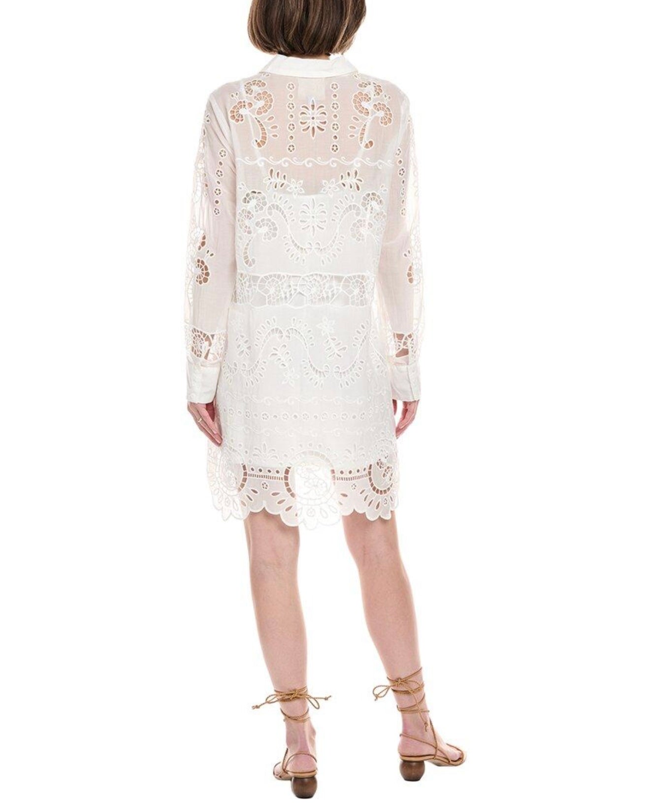 Johnny Was
Women's White Charlotta Eyelet Silk-Blend Mini Dress