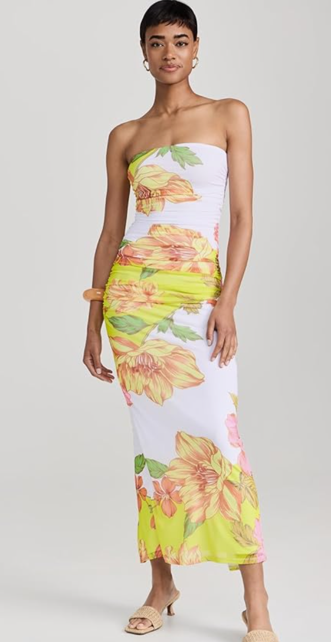 AFRM Marlo Tube Ruched Midi Dress