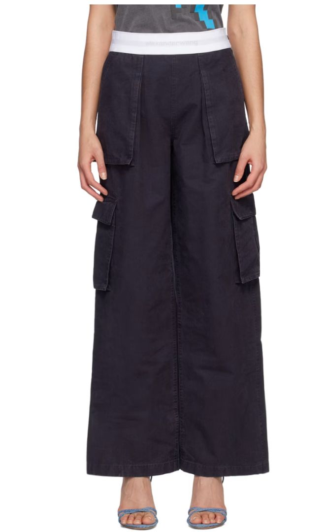 Alexander Wang Navy Rave Cargo Trousers