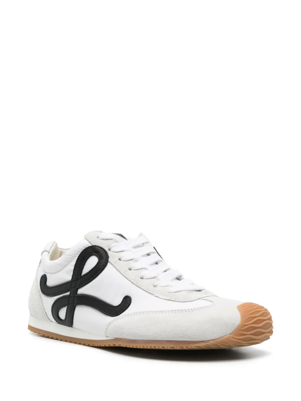 Loewe Runner Sneakers in White and Beige Suede with Black Logo