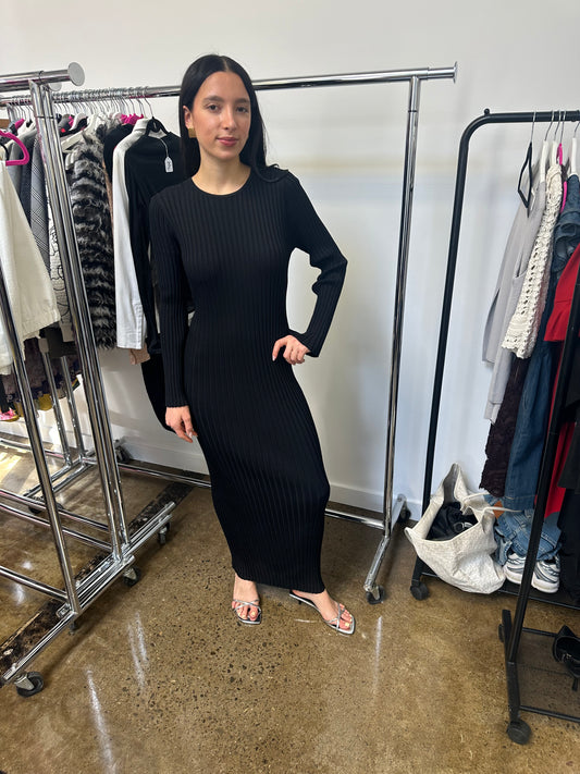 SIR. - Black LS Ribbed Dress