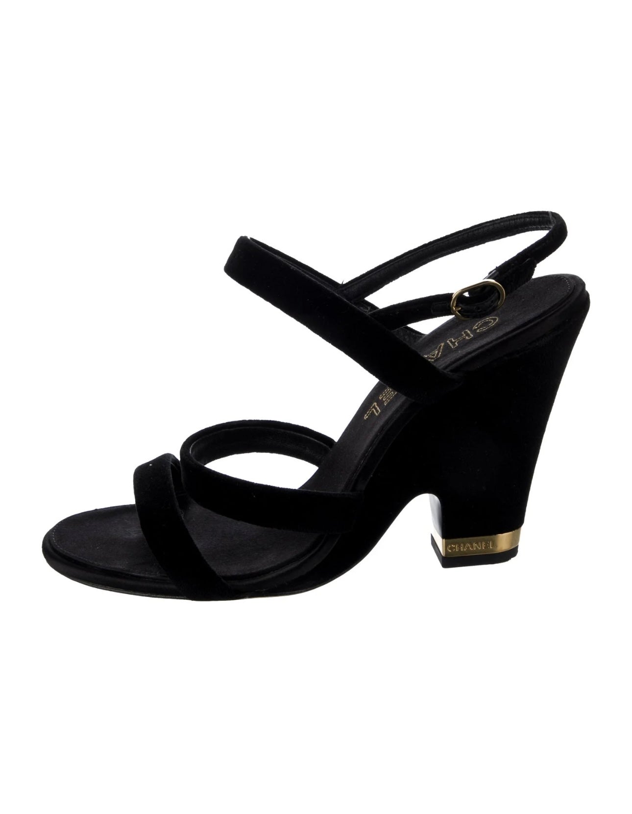 Pre-Loved Chanel - Interlocking CC Logo Velvet Slingback Sandals