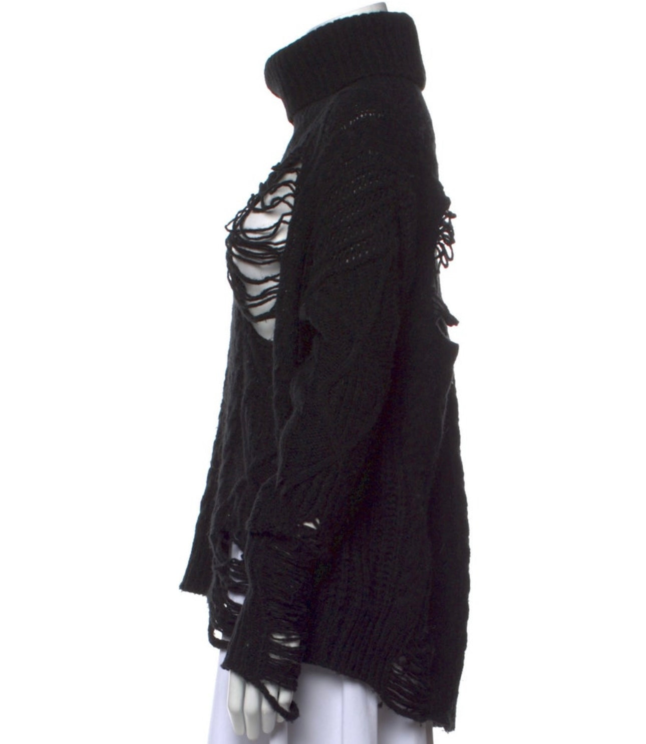 NSF - Black Distressed Wool Turtleneck