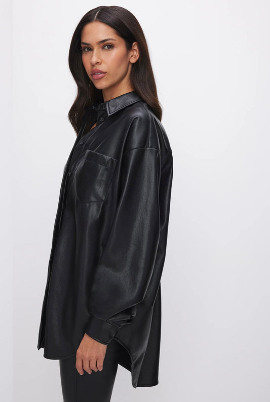 Good American
FAUX LEATHER SHIRT