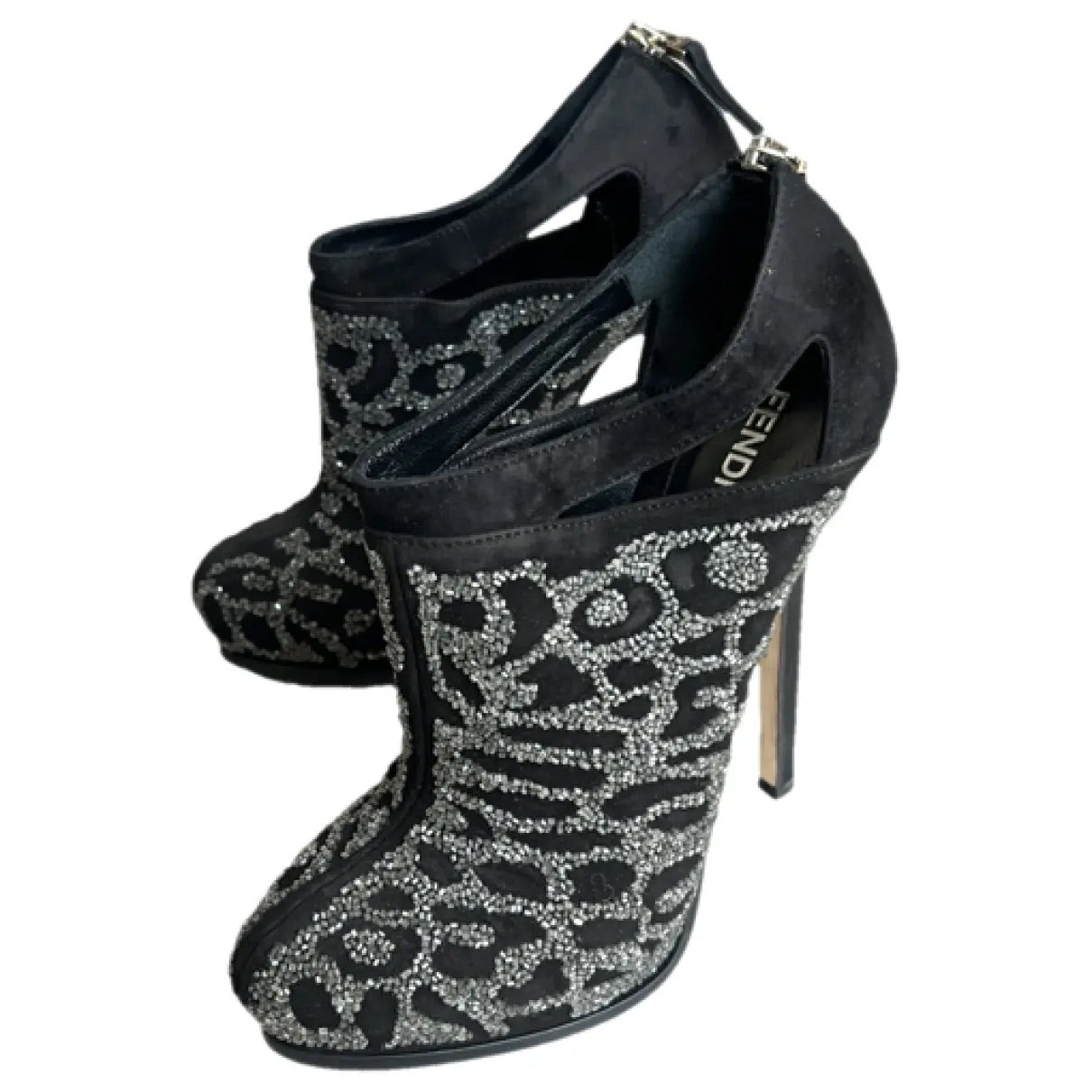 FENDI black sequin booties