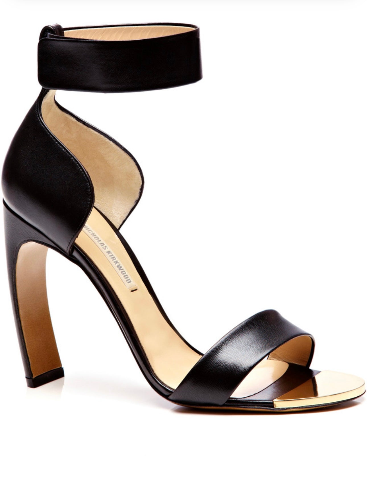 Nicholas Kirkwood Curved Heel Leather Ankle-Strap Sandals