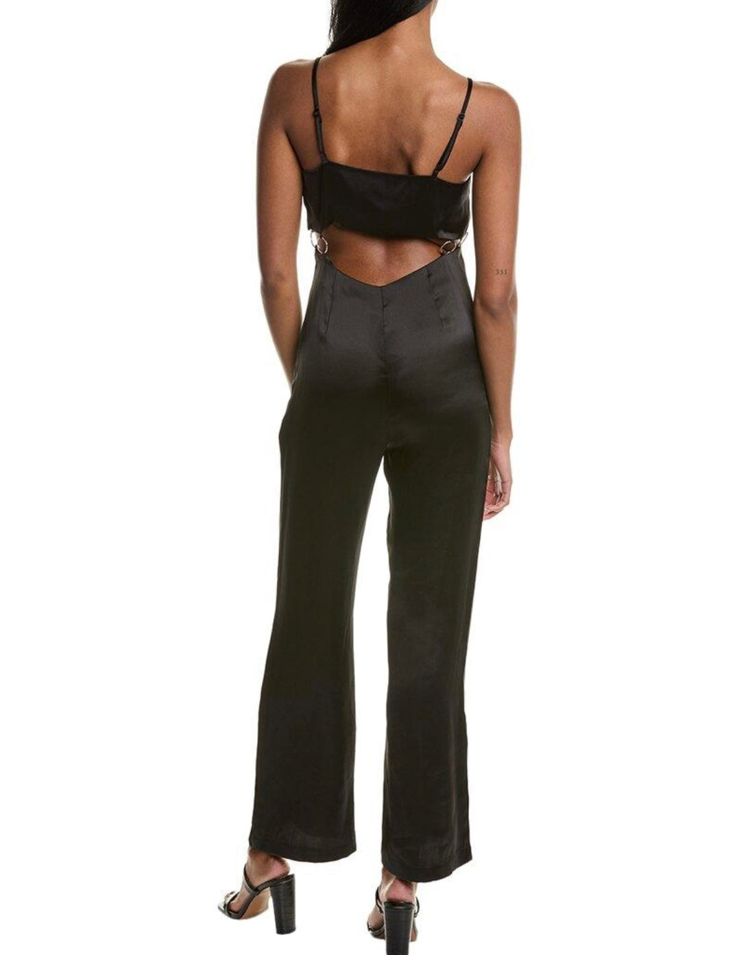BA&SH Satin Cutout Jumpsuit with Gold Rings