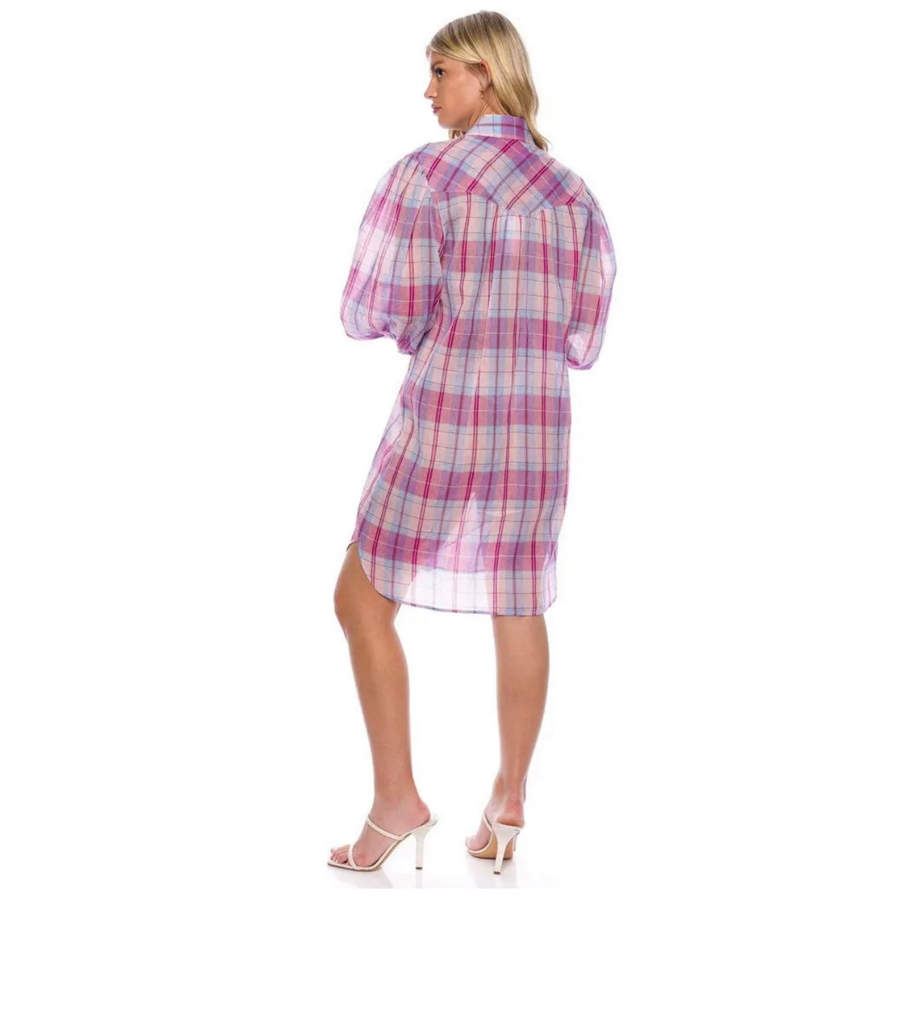 Isabel Marant Etoile / Brittany Pink Check Mini Shirt Dress