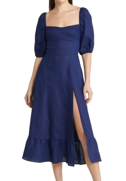 REFORMATION blue linen dress