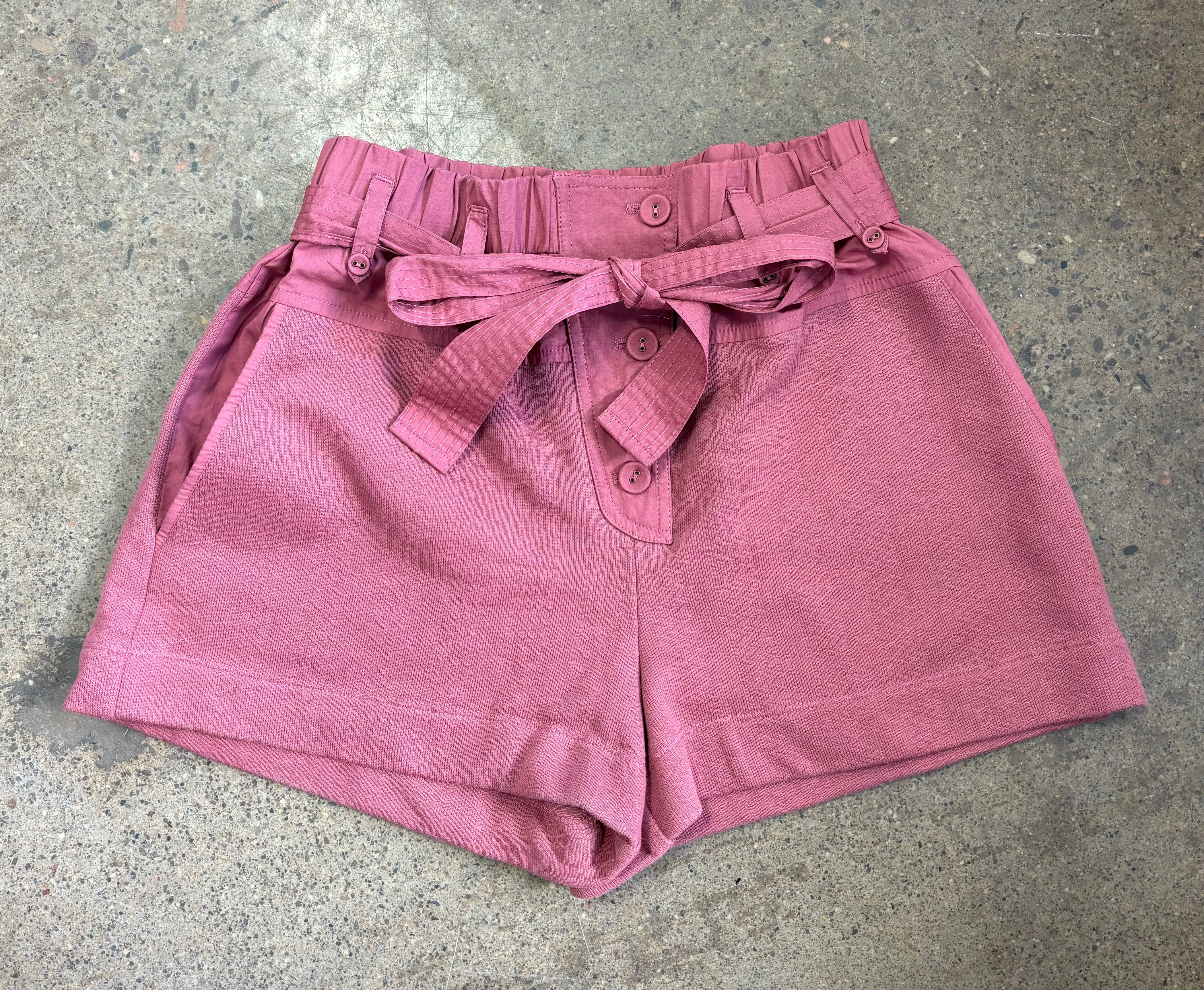 ULLA JOHNSON rose pink shorts with buttoms and tie belt