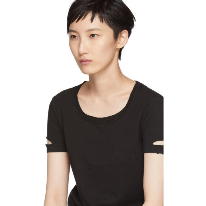 HELMUT LANG black tee with cut out sleeves