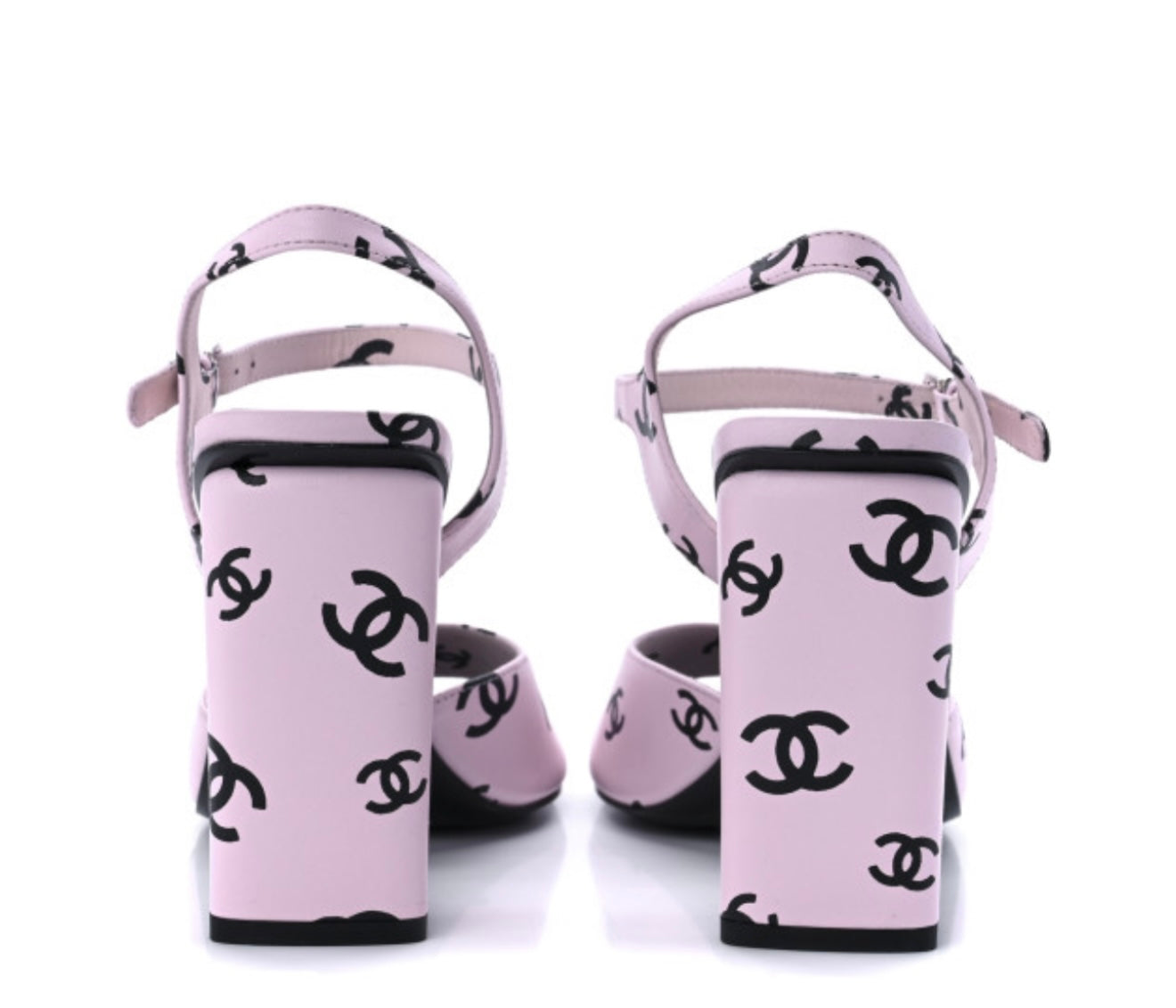 CHANEL 
Lambskin Printed CC Sandals