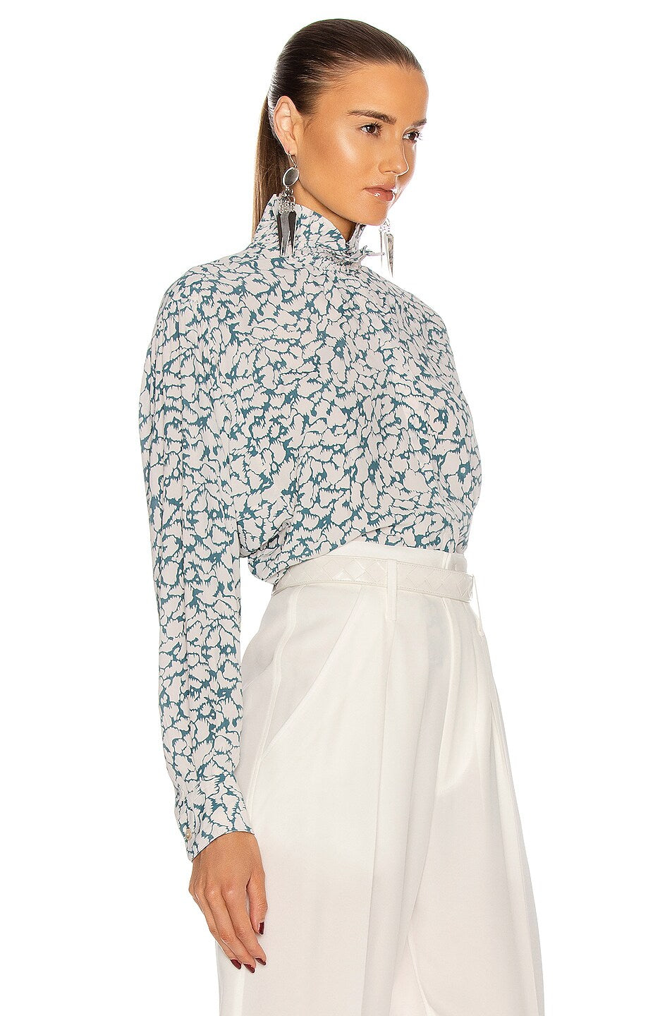 Isabel Marant Etoile Green and White High Neck Blouse