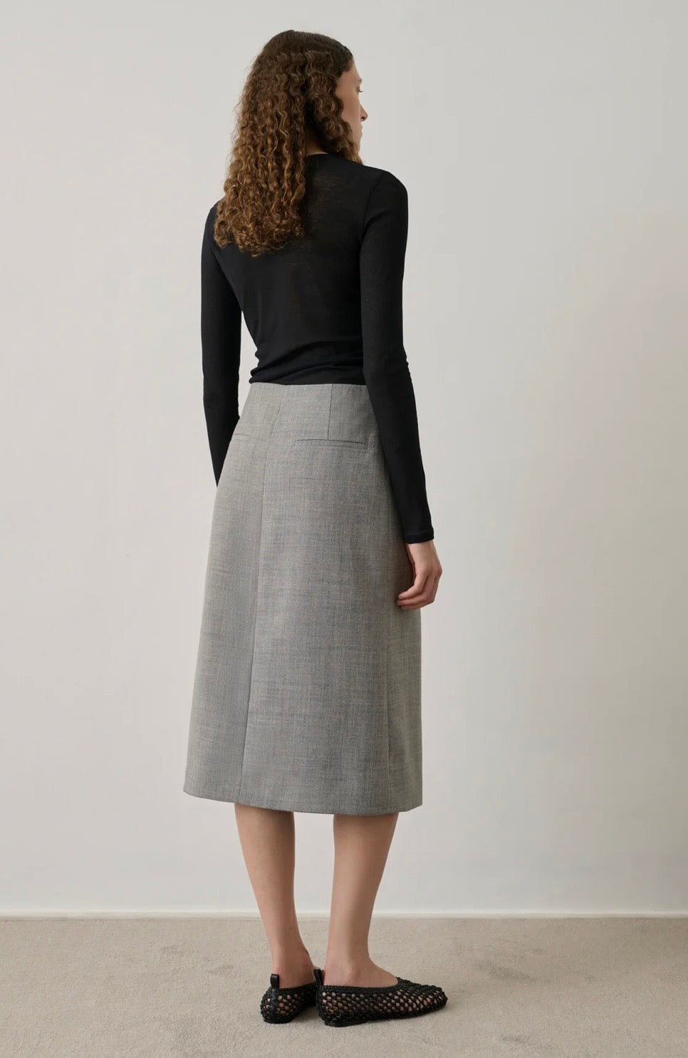 Soeur Idra wrap skirt in marl linen