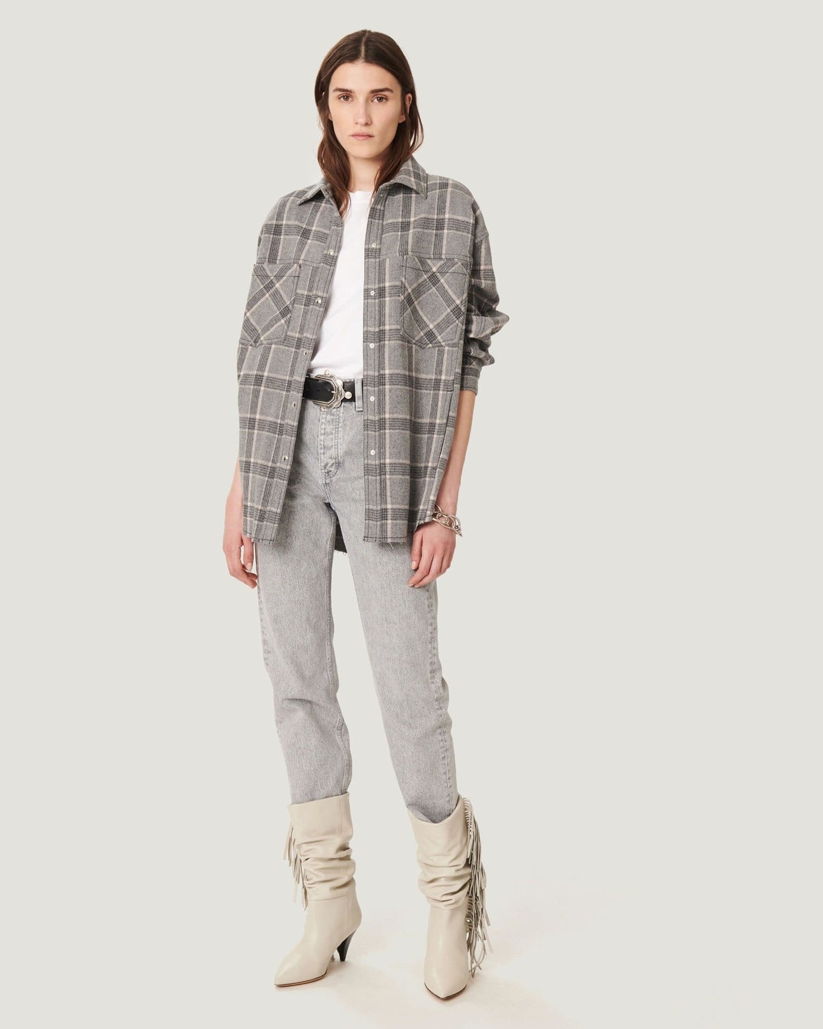 IRO grey/light pink shacket