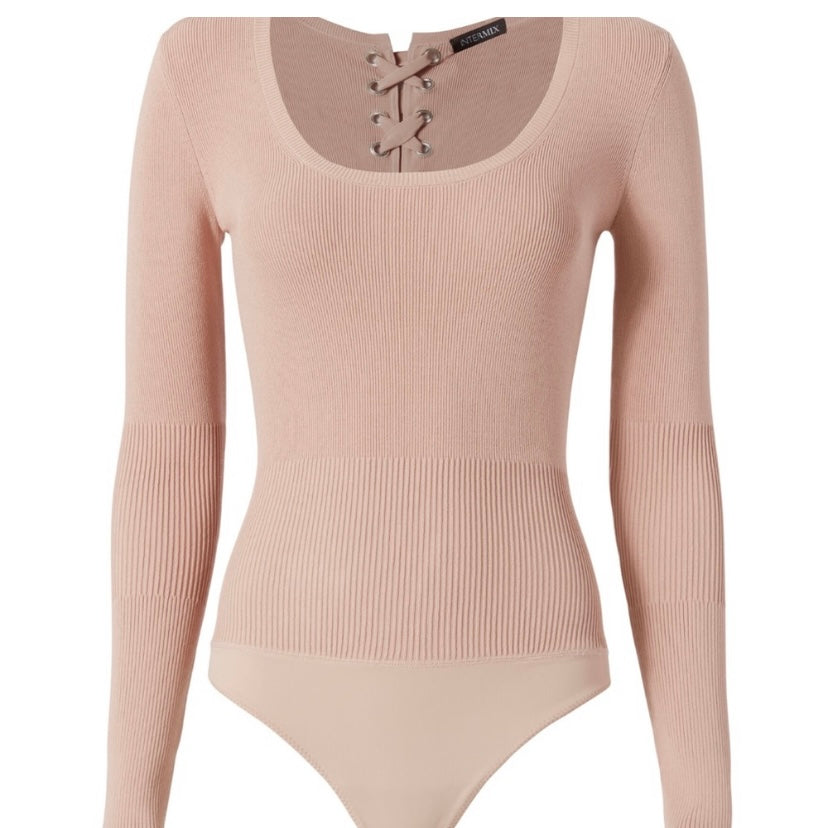 Intermix Lace Up Bodysuit