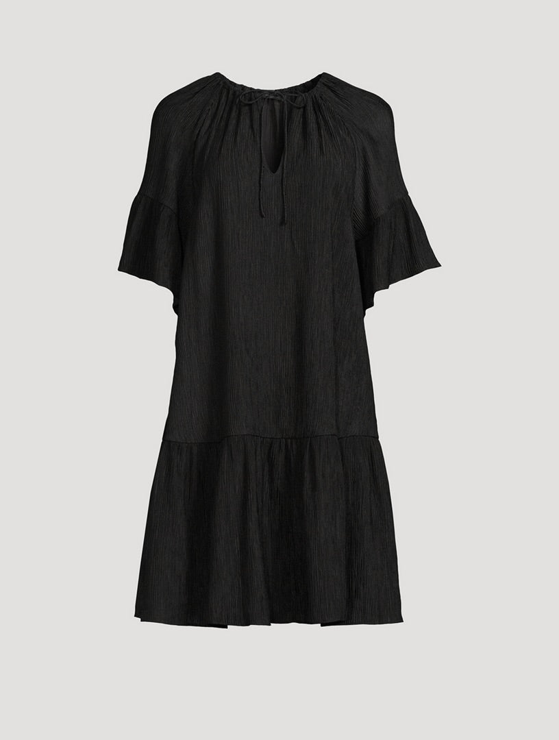 ANINE BING black textured/ribbed flowy dress