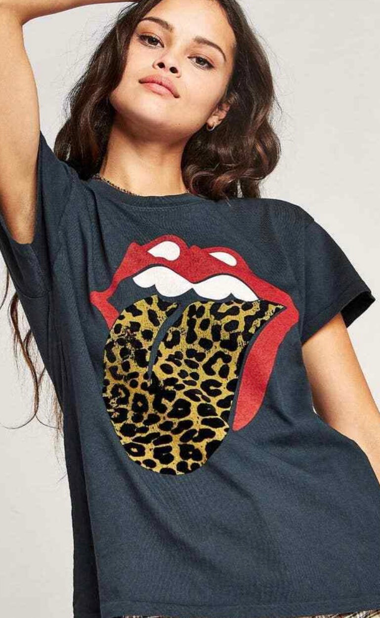 Daydreamer -  Rolling Stones Flocked Leopard Tongue Tee