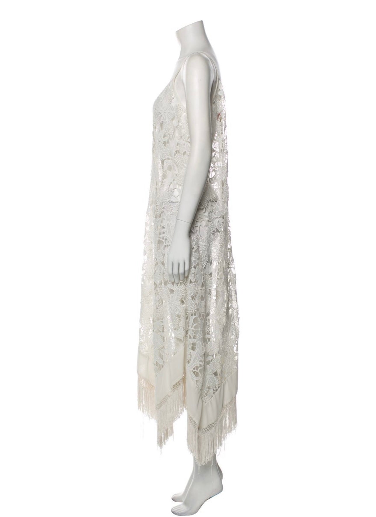 Ramy Brook - Trim lace & fringe accent cover-up dress