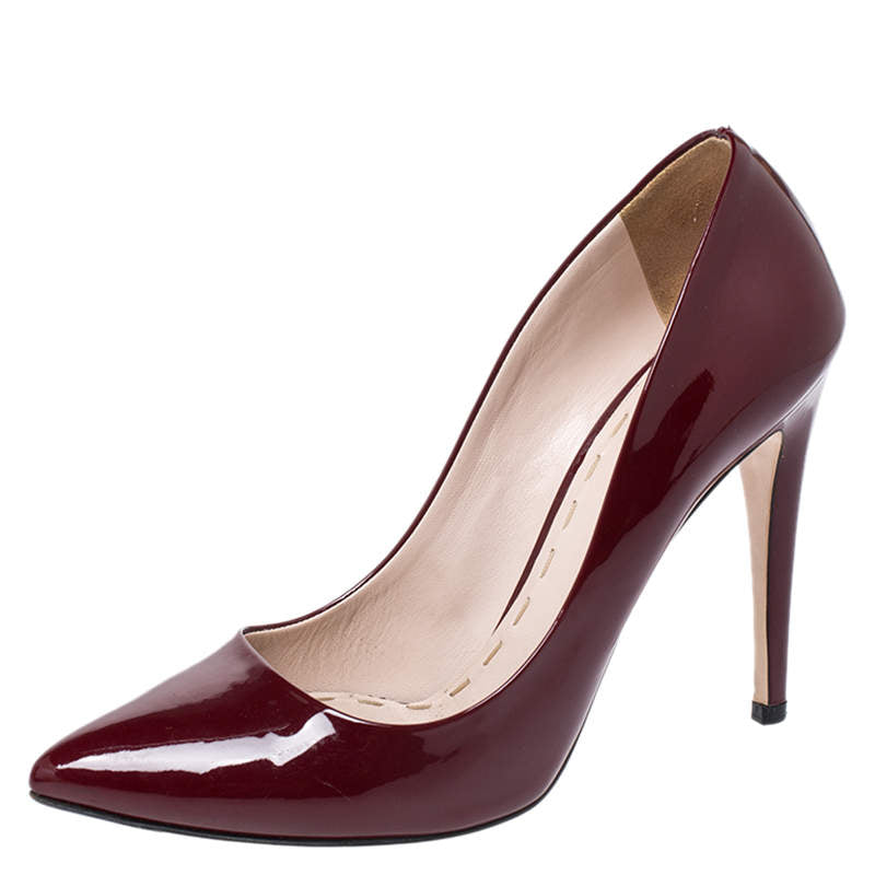 MIU MIU burgundy patent leather pumps