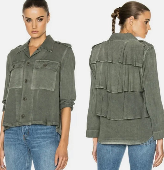 AMO Denim Ruffle Army Twist Jacket