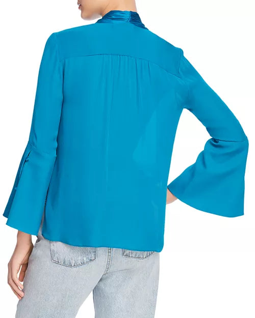 ALICE + OLIVIA satin blouse with neck tie