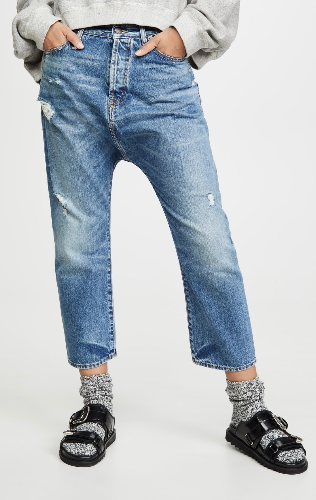 R13
Tailored cropped Drop Denim