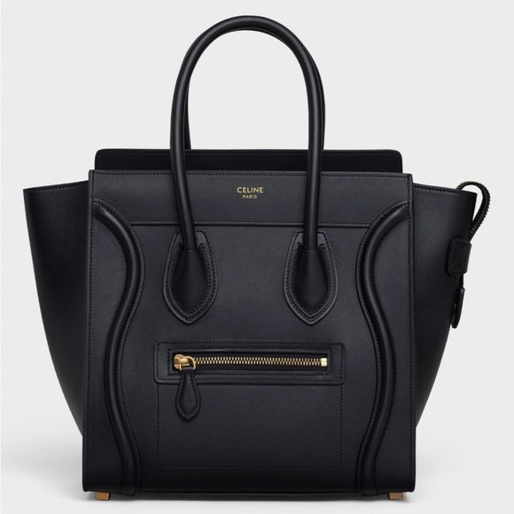 CELINE  black leather luggage tote bag - small size, with dust bag