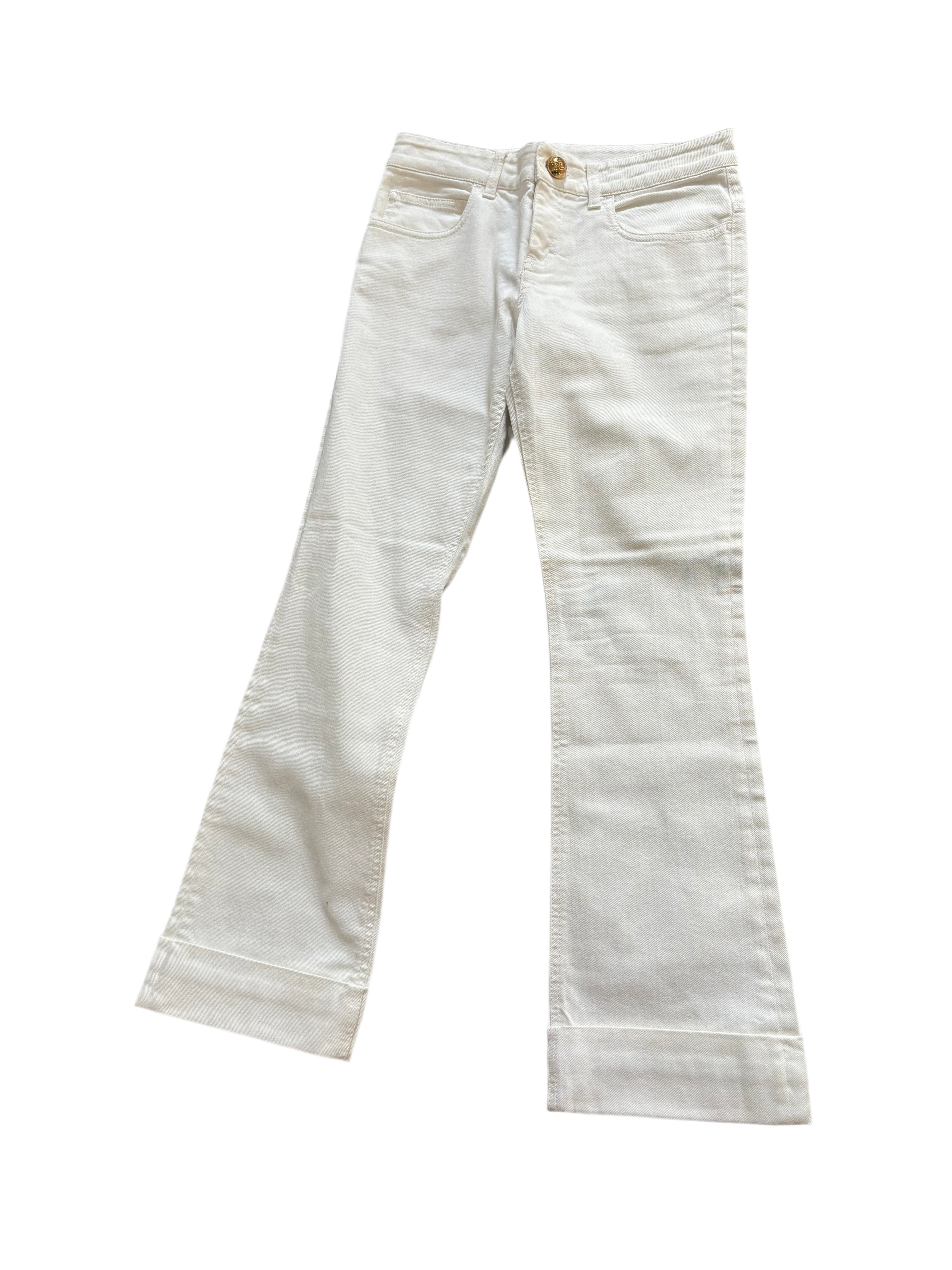GUCCI white jeans with gold button