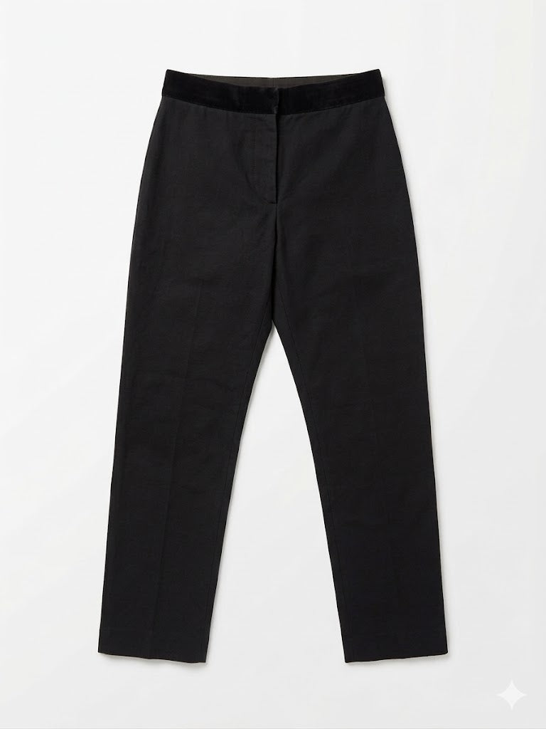 ANN DEMEULEMEESTER black pants with elastic floral waistband