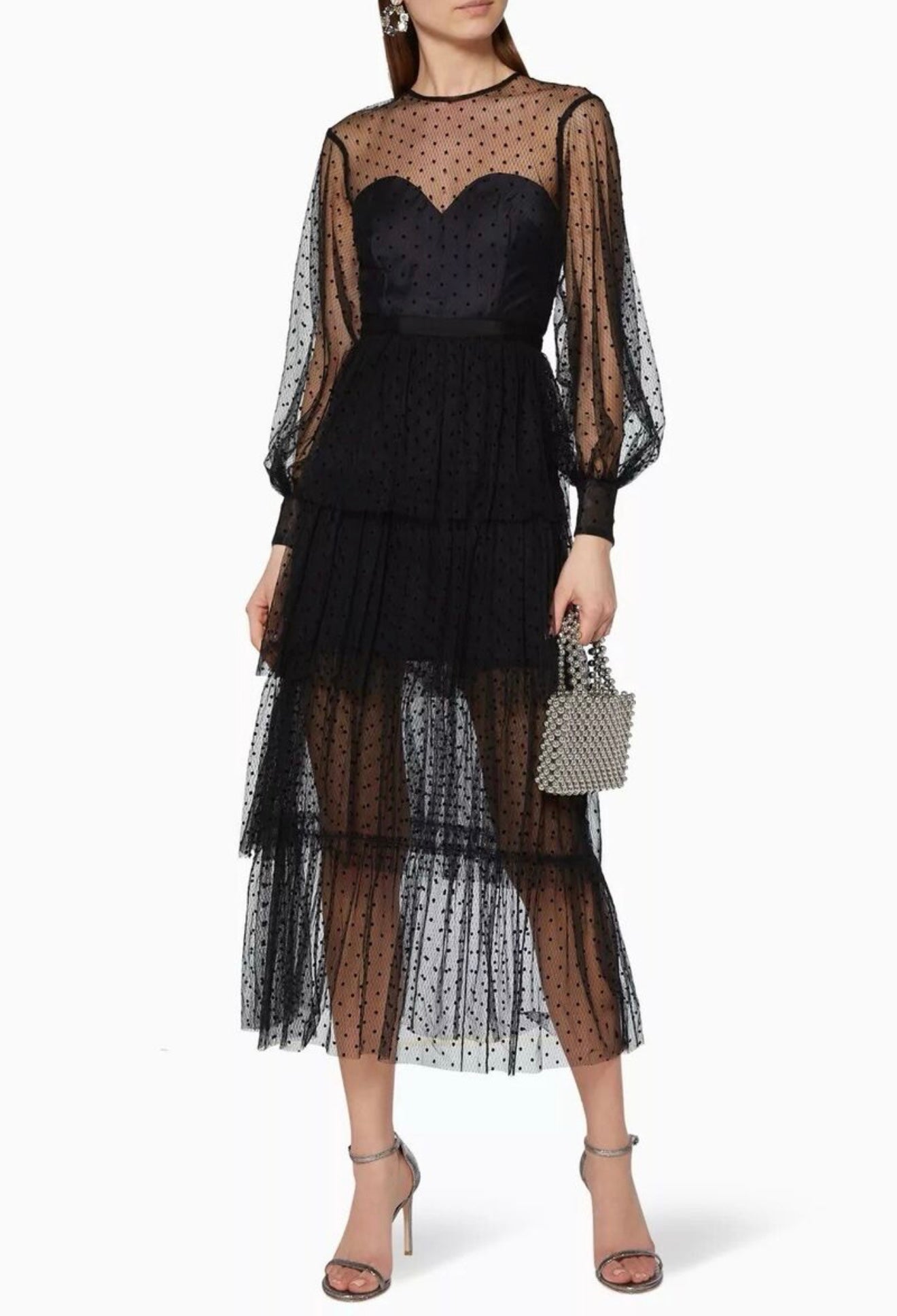 ALICE MCCALL BLACK MYSTERIA POLKA-DOT MIDI DRESS