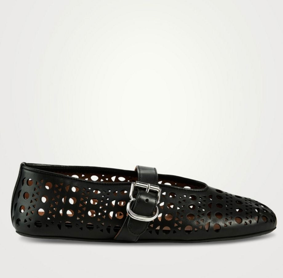ALAIA Leather Ballet Flats in Black