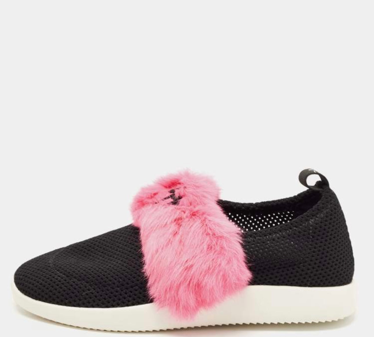 Giuseppe Zanotti -
Giuseppe Zanotti Black Knit Fabric and Calfhair Slip on